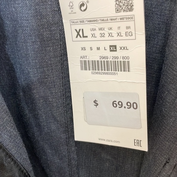 ZARA XL Faux Leather Long Sleeve Shirt Dress Snap Front Chest Pocket Black Mini - Picture 14 of 16